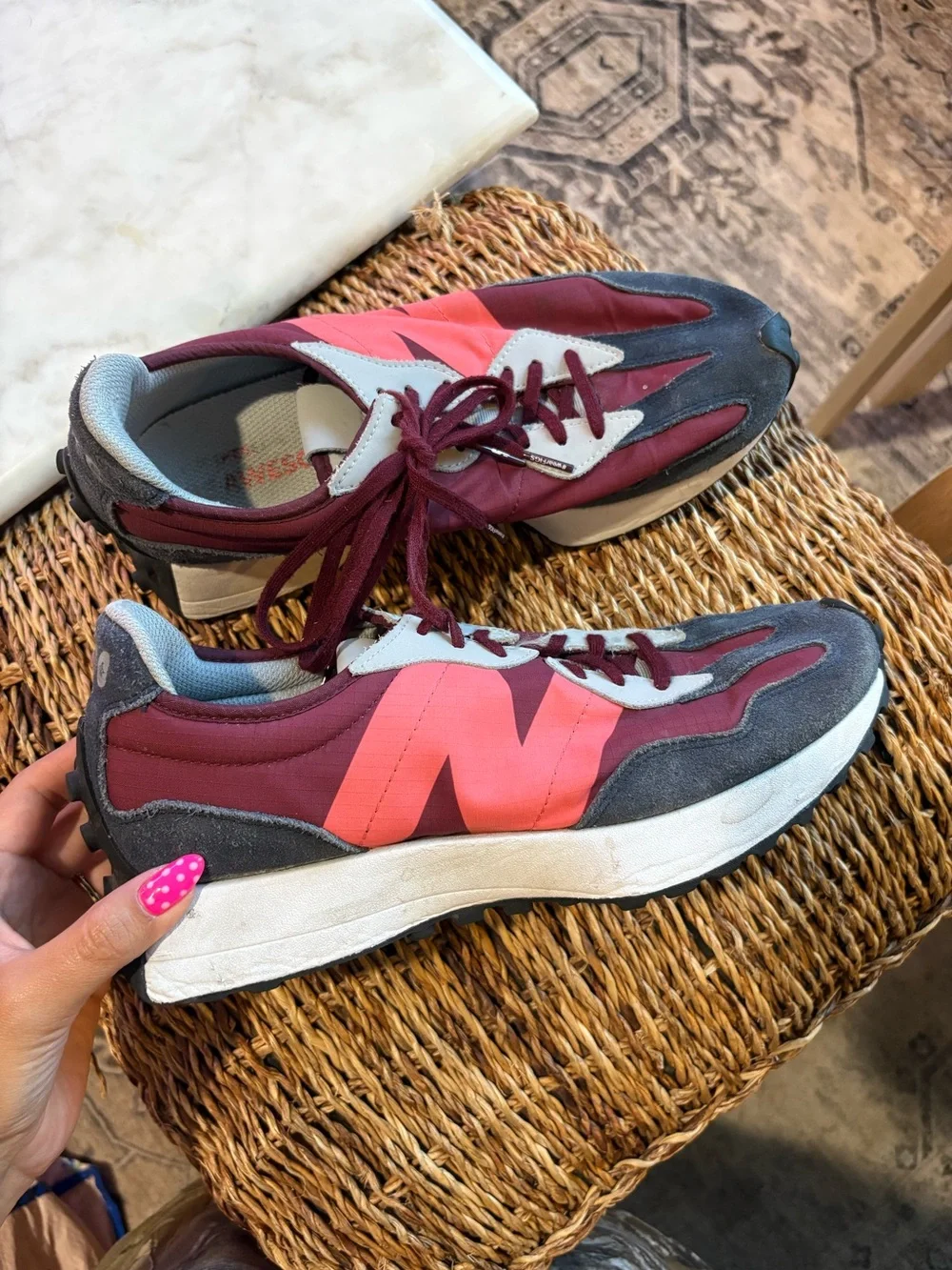 New balance x Figs 327 Burgundy / Hot Coral Low Top Sneakers size 10